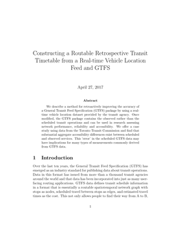 Constructing a Routable Retrospective Transit Timetable from a Real-Time Vehicle Location Feed and GTFS