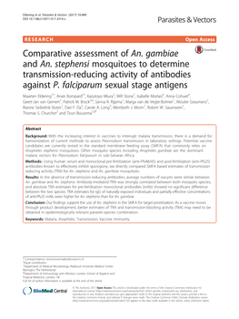 Comparative Assessment of An. Gambiae and An. Stephensi Mosquitoes to Determine Transmission-Reducing Activity of Antibodies Against P