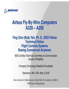 C. Yeh – Airbus Fly-By-Wire Computers: A320-A350