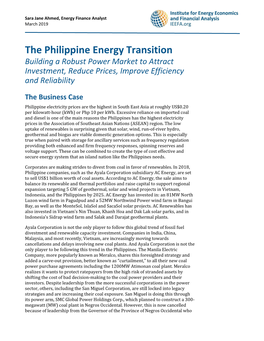 The Philippine Energy Transition. Building a Robust Power