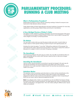 Parliamentary Procedure: Running a Club Meeting