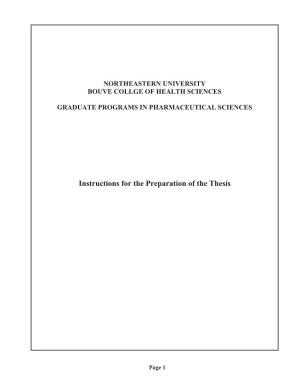 Instructions for the Preparation of the Thesis