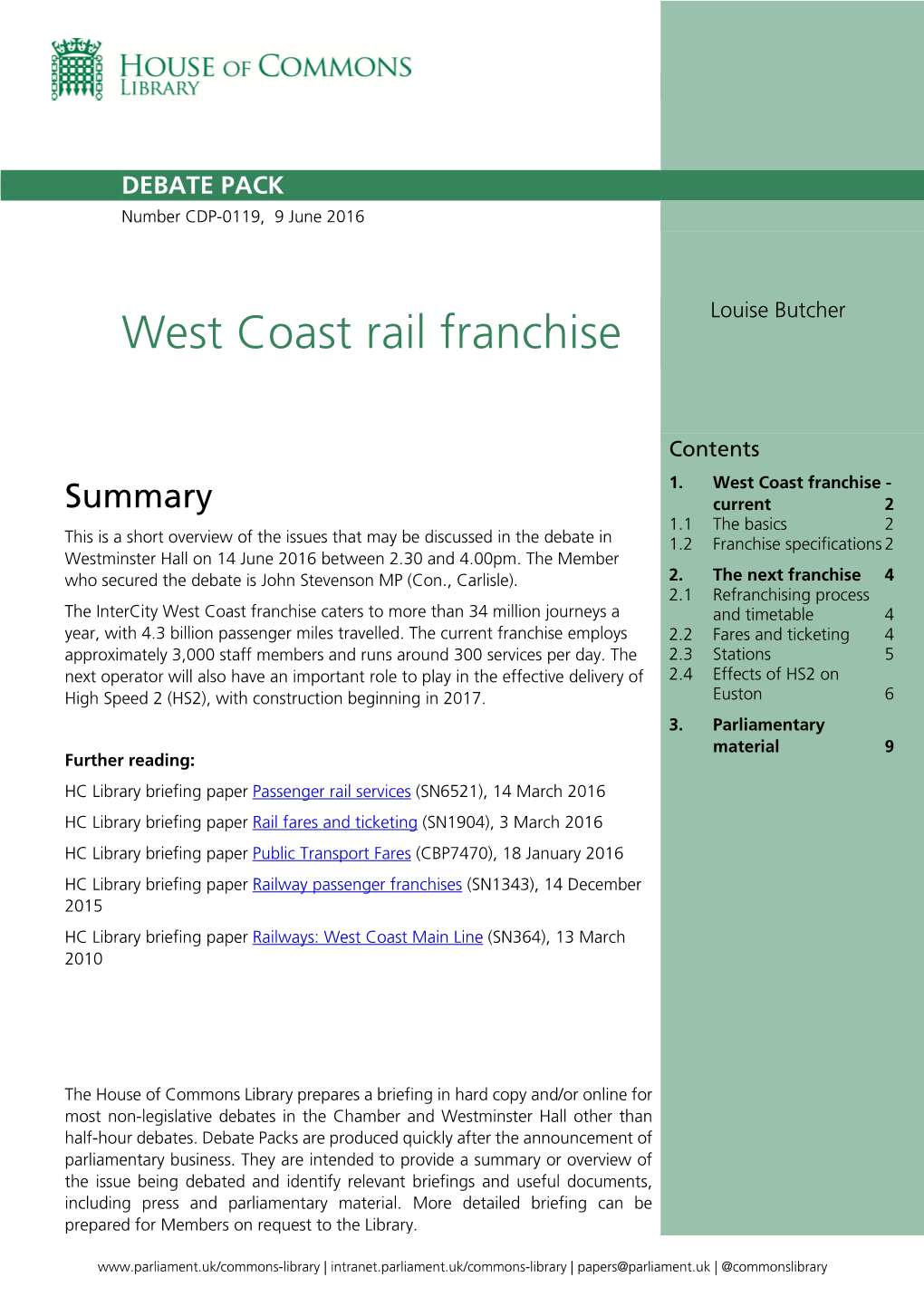 West Coast Rail Franchise