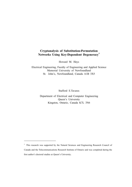 Cryptanalysis of Substitution-Permutation Networks Using Key-Dependent Degeneracy*