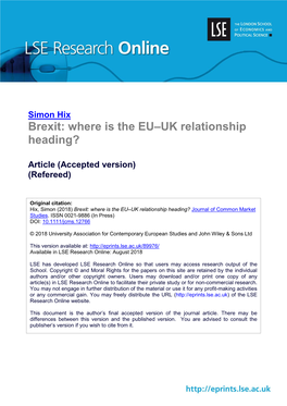 Brexit: Where Is the EU–UK Relationship Heading?