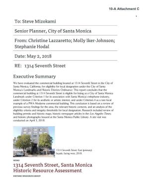 1314 Seventh Street, Santa Monica Historic Resource Assessment HISTORIC RESOURCES GROUP