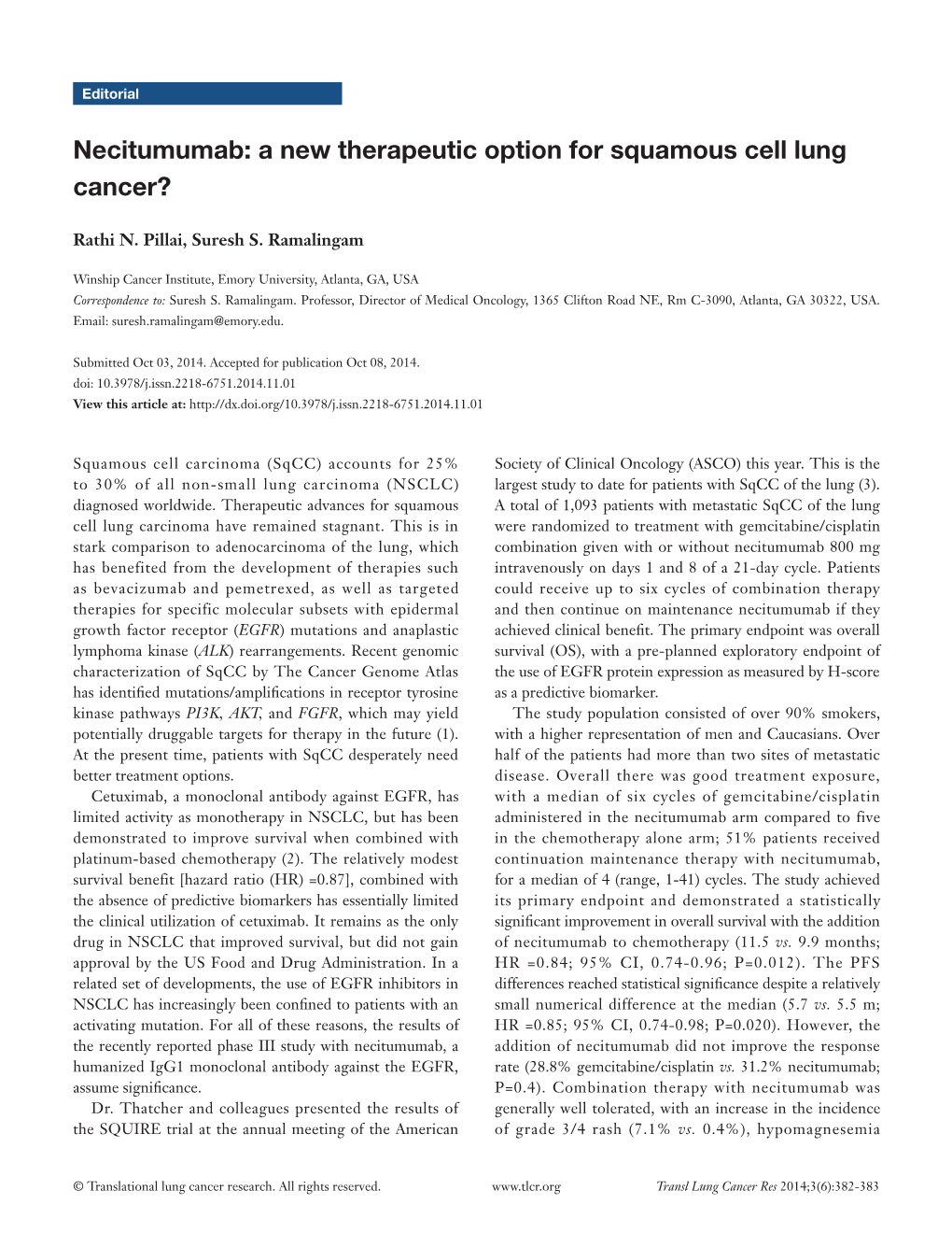 Necitumumab: a New Therapeutic Option for Squamous Cell Lung Cancer?