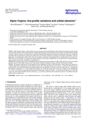 Alpha Virginis: Line-Profile Variations and Orbital Elements
