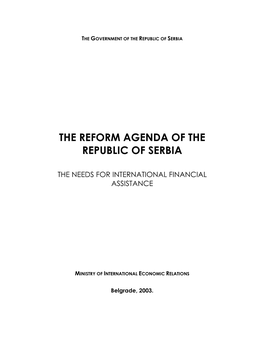 The Reform Agenda of Serbia