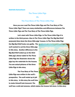 The Three Little Pigs VS. the True Story of the Three Little Pigs