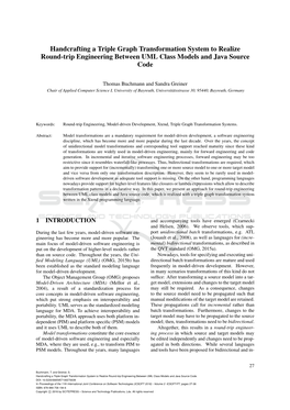 Handcrafting a Triple Graph Transformation System to Realize Round-Trip Engineering Between UML Class Models and Java Source Code