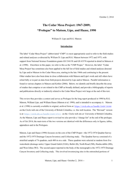 The Cedar Mesa Project: 1967-2009;