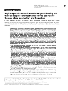 Region-Specific Transcriptional Changes Following the Three