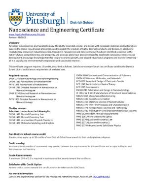 Nanoscience and Engineering Certificate Revised: 01/2021