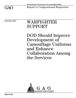 GAO-12-707, WARFIGHTER SUPPORT: DOD Should Improve