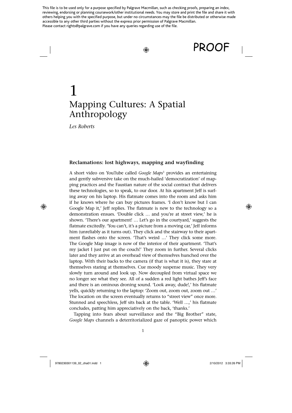 Mapping Cultures: a Spatial Anthropology Les Roberts