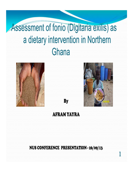 Assessment of Fonio (Digitaria Exilis) As Ghana 1