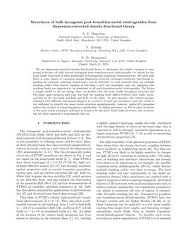 Structures of Bulk Hexagonal Post-Transition-Metal Chalcogenides from Dispersion-Corrected Density-Functional Theory