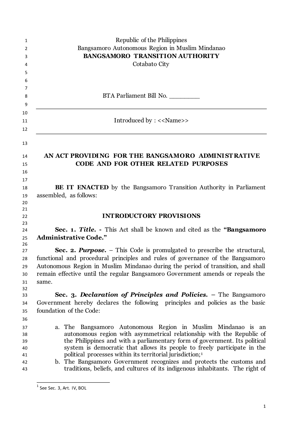 Republic of the Philippines Bangsamoro Autonomous Region