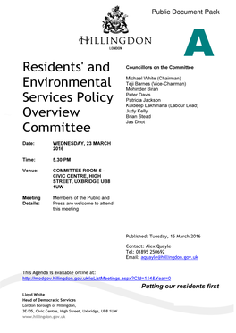 Residents' and Environmental Services Policy Overview Committee