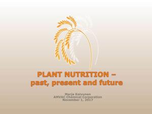 Plant Nutrition: Past, Present, and Future