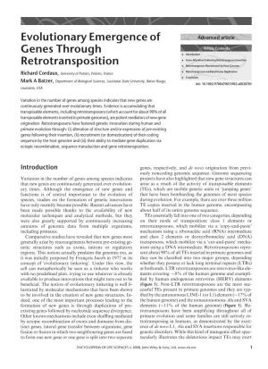 "Evolutionary Emergence of Genes Through Retrotransposition"