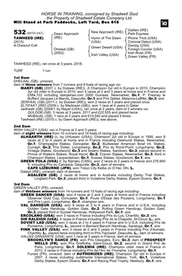 HORSE in TRAINING, Consigned by Shadwell Stud the Property of Shadwell Estate Company Ltd. Will Stand at Park Paddocks, Left Yard, Box 618