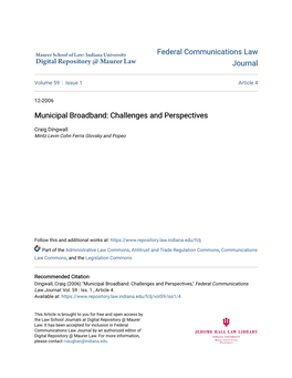 Municipal Broadband: Challenges and Perspectives