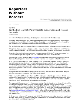 Reporters Without Borders S-Immediate-08-03-2013,44186.Html
