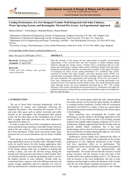 Cooling Performance of a New Designed Trombe Wall Integrated with Solar Chimney, Water Spraying System, and Rectangular Thermal Fin Arrays: an Experimental Approach