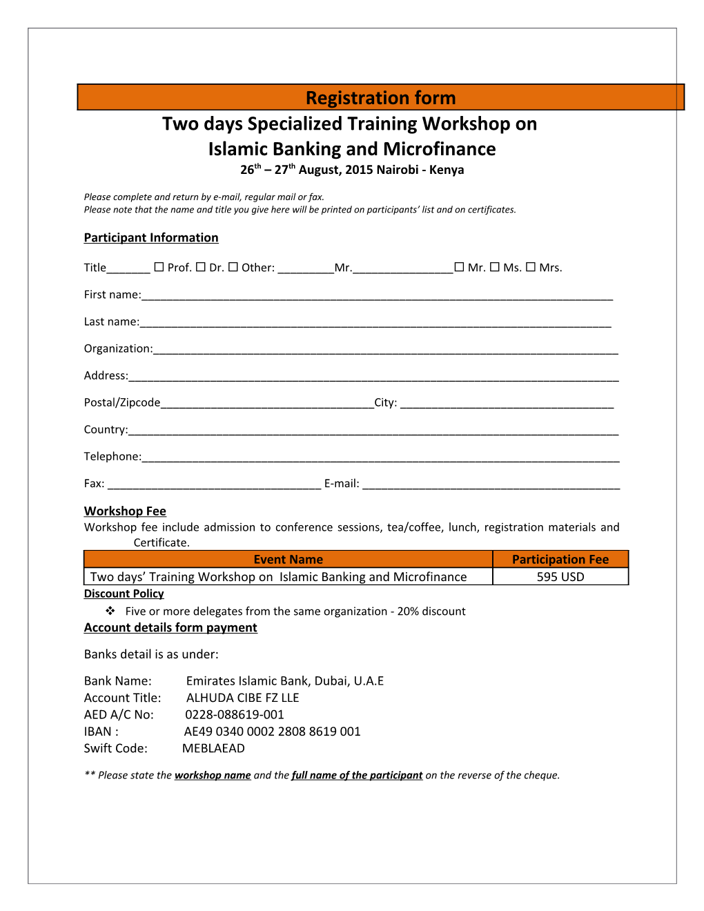 Two Days Specialized Training Workshop On