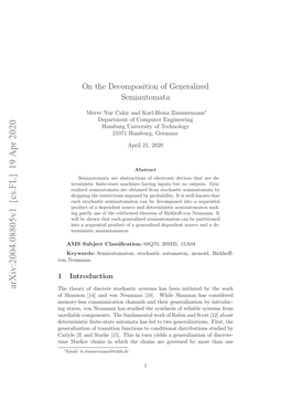 On the Decomposition of Generalized Semiautomata