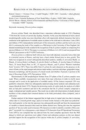 Resolution of the Drosera Peltata Complex (Droseraceae)