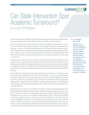 Can State Intervention Spur Academic Turnaround? by Joan Mcrobbie