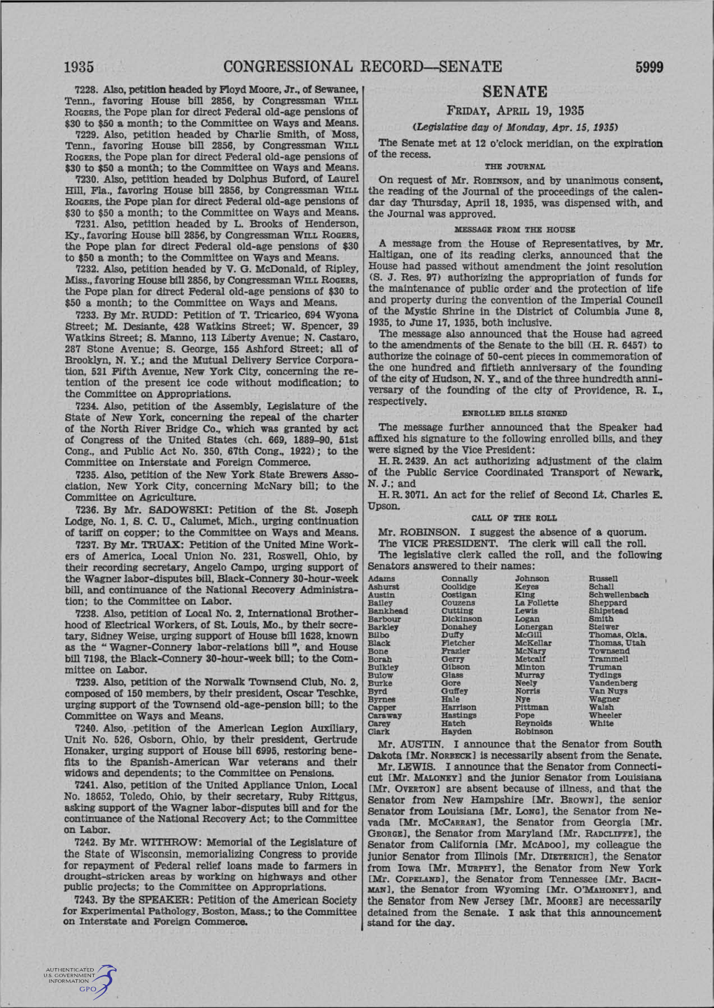 Congressional Record-Senate 5999 Senate