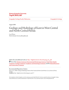 Geology and Hydrology of Karst in West-Central and North-Central Florida Lee J