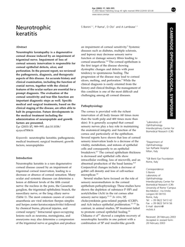 Neurotrophic Keratitis