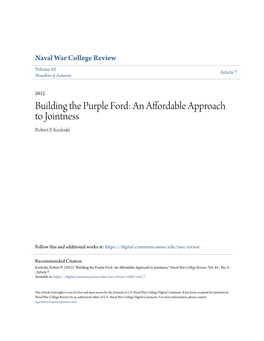Building the Purple Ford: an Affordable Approach to Jointness Robert P