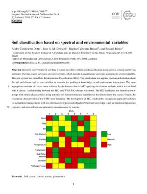 Soil Classification Based on Spectral and Environmental Variables