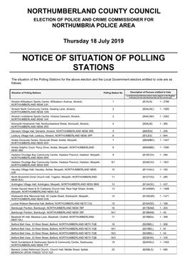 Notice of Situation of Polling Stations