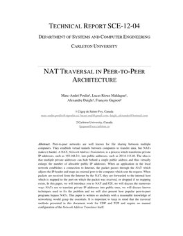 Technical Report Sce-12-04 Nat Traversal in Peer-To