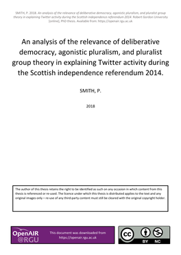 An Analysis of the Relevance of Deliberative Democracy, Agonistic