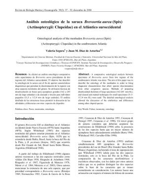 Anlisis Osteolgico Del Gnero Brevoortia (Actinopterygii, Clupeidae)