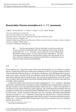 Round Table: Flavour Anomalies in B → Sl+L− Processes