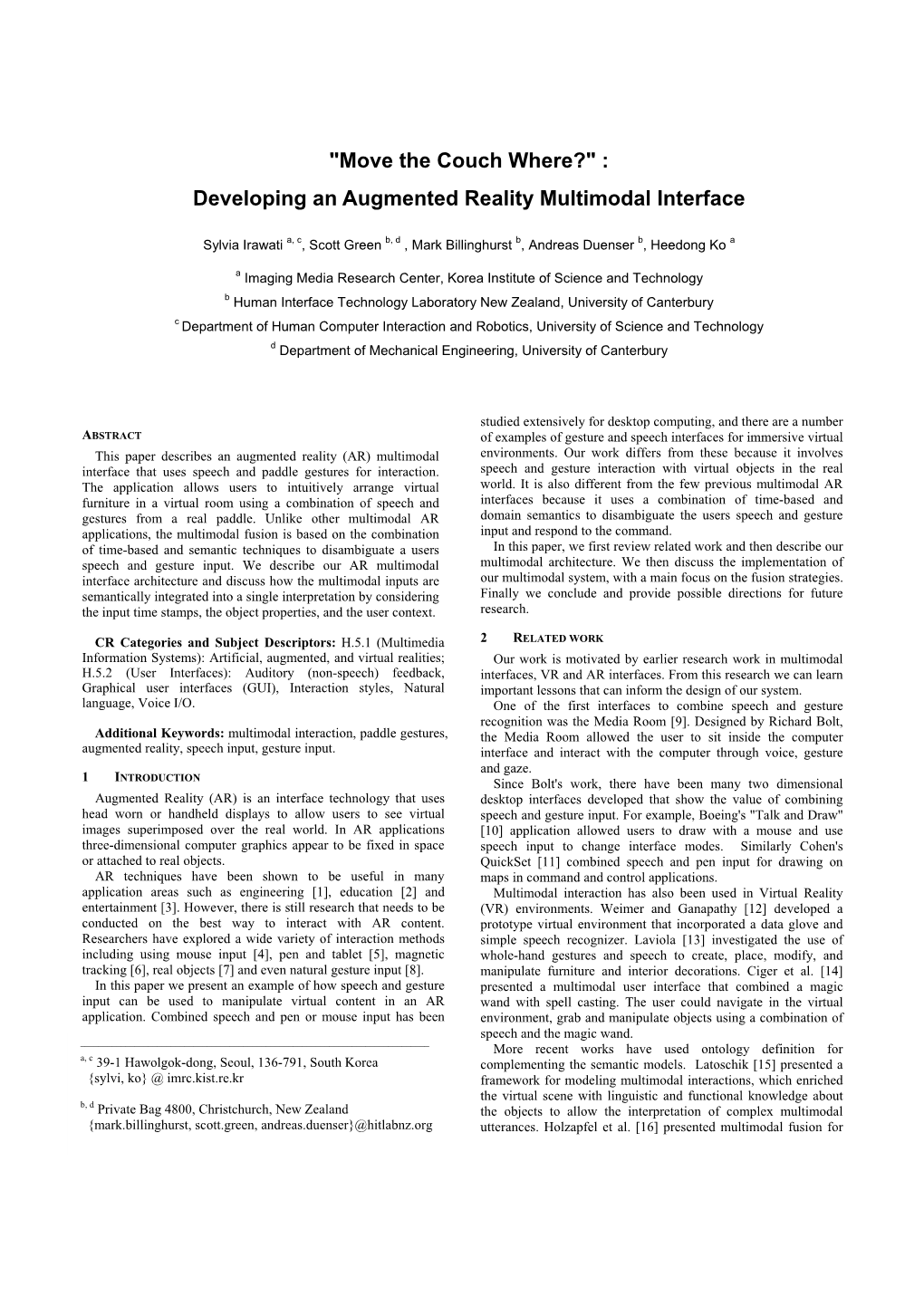 Developing an Augmented Reality Multimodal Interface