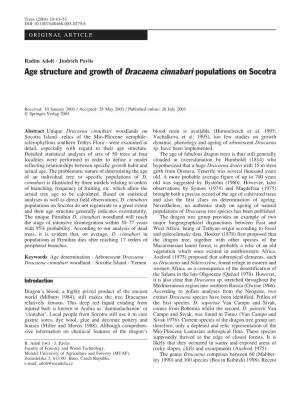 Age Structure and Growth of Dracaena Cinnabari Populations on Socotra