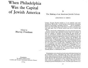 When Philadelphia Was the Capital of Jewish America