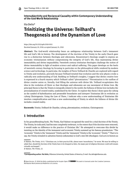 Trinitizing the Universe: Teilhard's Theogenesis and the Dynamism Of