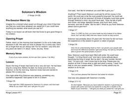 Lesson 11: Solomon's Wisdom (1 Kings 3:4-28)