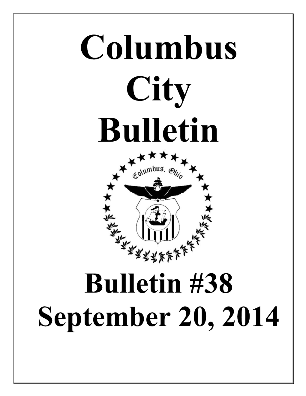 Bulletin #38 September 20, 2014